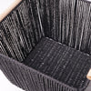 Boho Black Paper and Natural Rope Woven Storage Basket with Handles Set of 3